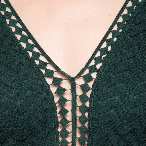 Green Lace Trim Open Back Dress - Picture 3 of 3